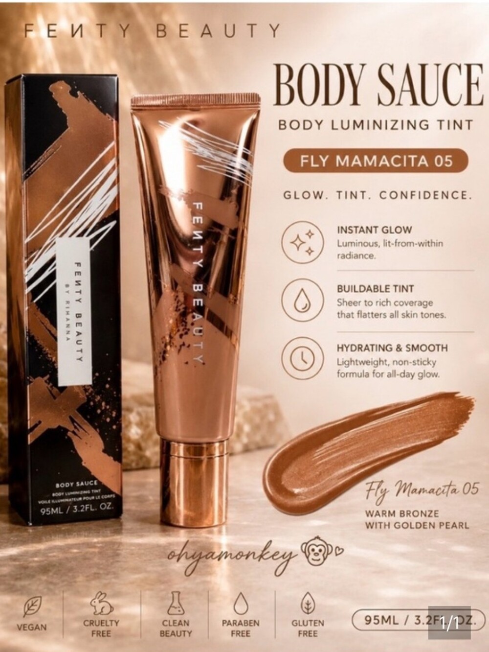 Fenty Beauty Body Sauce Body Luminizing Tint Fly Mamacita 05 3.2oz NIB